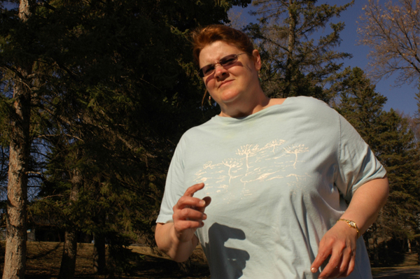 Obese woman exercising