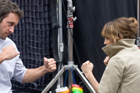 Alex and Jennifer clown around on The Back Up Plan set