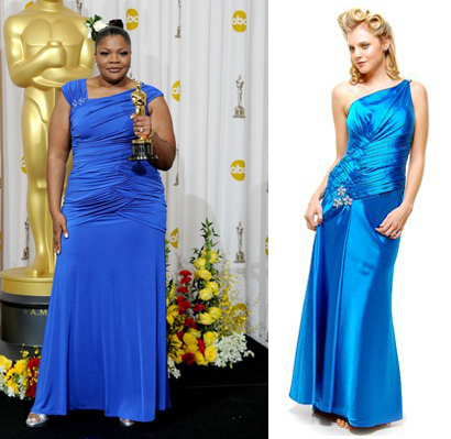 Bodice Blue Satin Rhinestone Gown