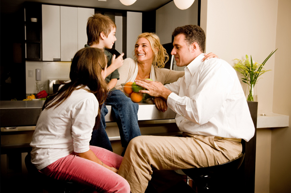 Family meeting in ktichen