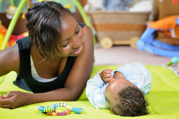 Mom with playmat