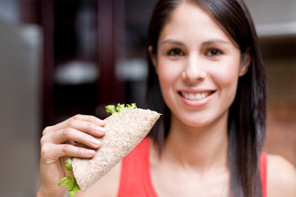 Woman with whole wheat wrap