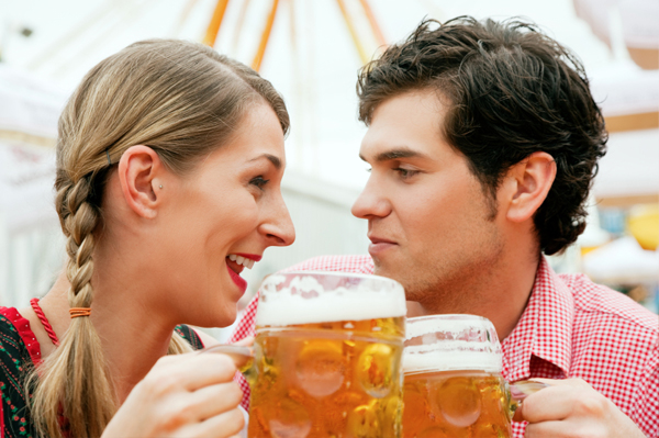 Couple at beer festival
