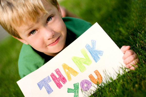 thank you card ideas for kids. Boy with thank you card