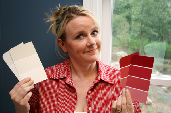Woman with paint swatches