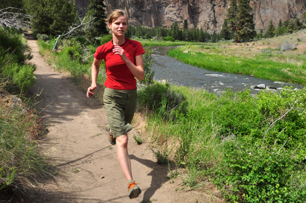 Woman running in Pacific Northwest