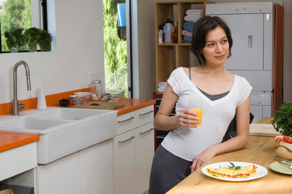 Woman with egg dish