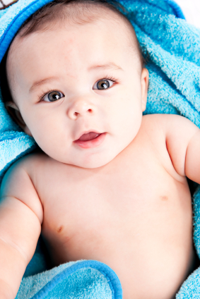 Baby boy in blue blanket