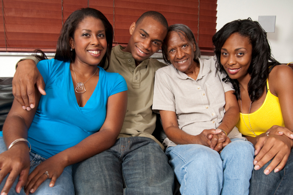 Family celebrating brother