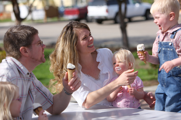 Family having ice cream