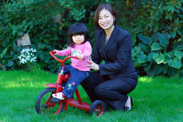 Working mom with daughter