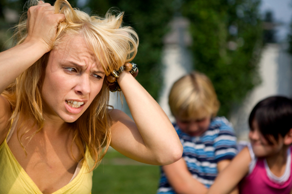 mom pulling hair out