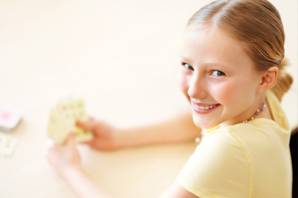 Child playing card games