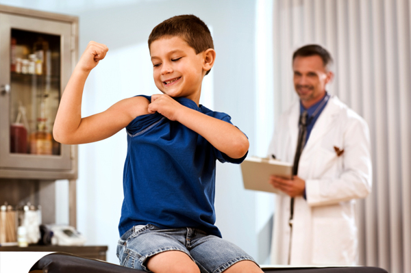 Strong boy at doctor's office