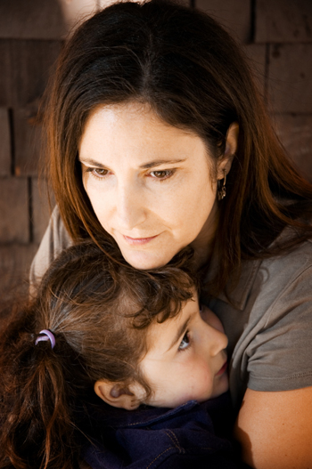 Woman holding daughter