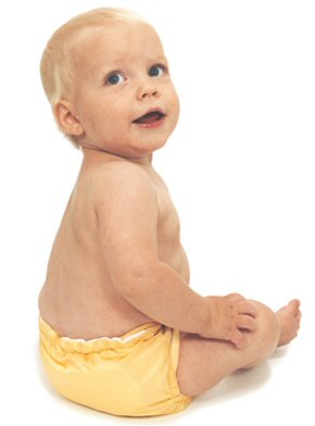 Cloth diapered baby