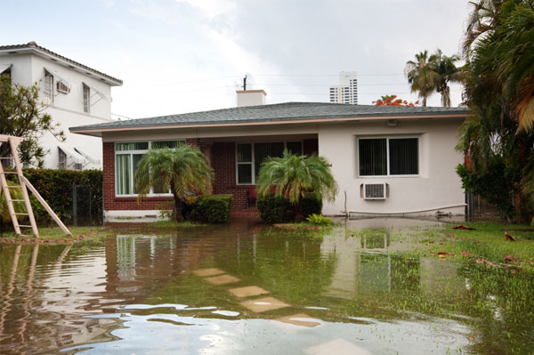 Home in flooded area