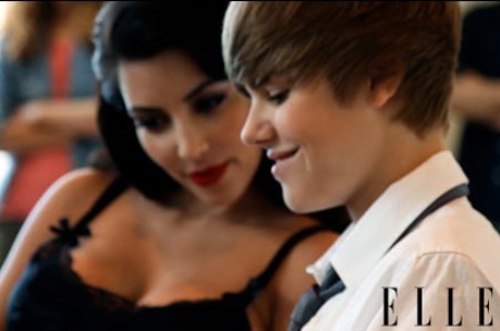 Justin Bieber and Kim Kardashian in Elle