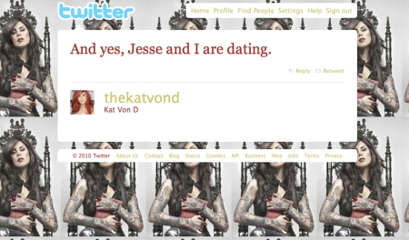Kat Von D announces she's dating Jesse James