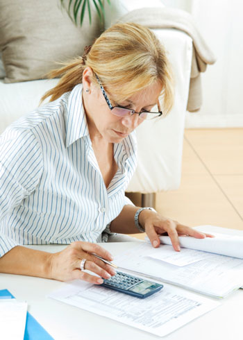 Mom going over finances