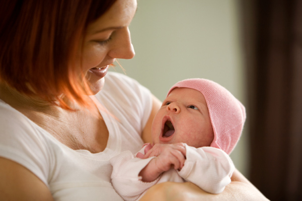 Woman with newborn