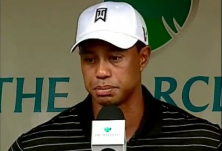 Tiger Woods meets the press
