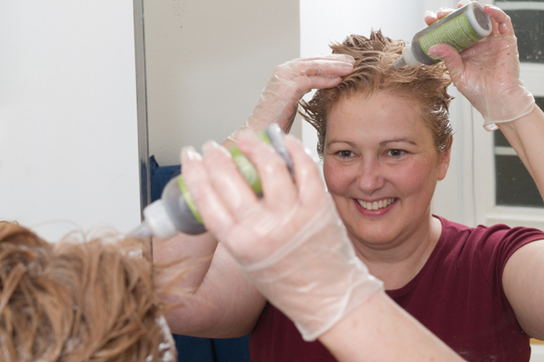 Woman dying hair