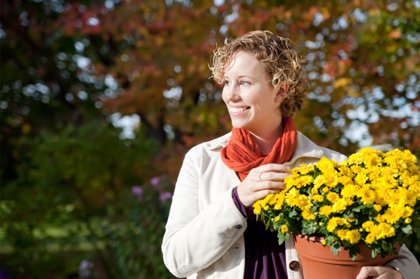 Woman in Fall garden