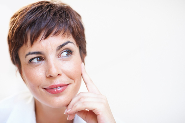 Woman with pixie cut