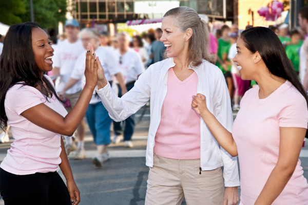 Woman at breast cancer walk