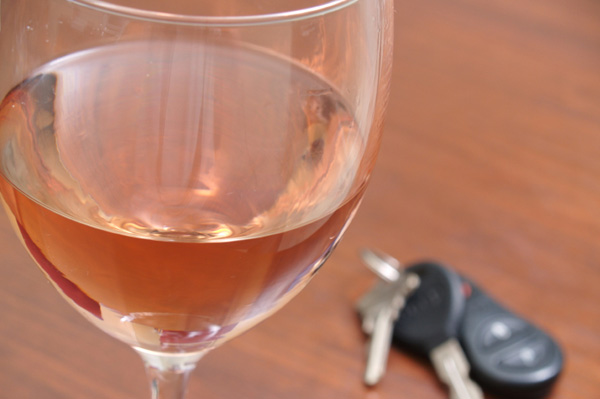 Glass of wine and keys