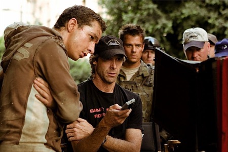 Michael Bay on the set of Transformers
