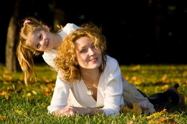 Mom and daughter in the fall