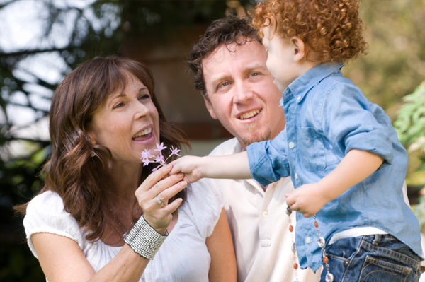 Mom thanking toddler boy