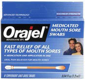 Orajel Mouth Swabs help treat a canker sore