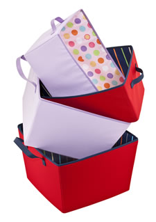 Colorful and stylish bins are available at Target.