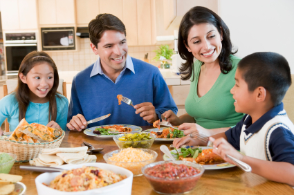 family having dinner