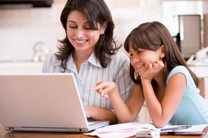 Mom and daughter online