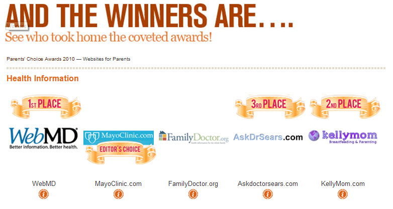 PCA Website Winners