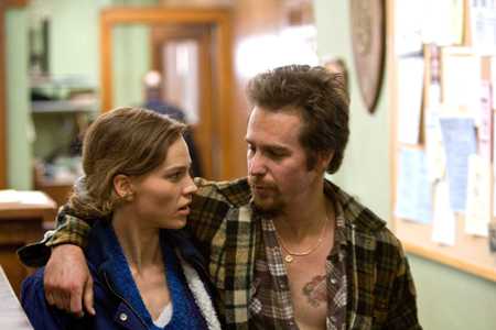 Hilary Swank and Sam Rockwell in Conviction