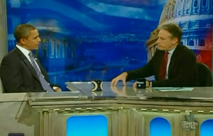President Barack Obama and Jon Stewart