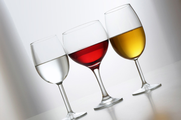 Three wine glasses