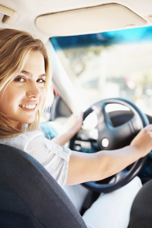 Woman in organized car
