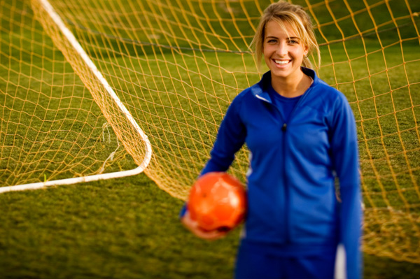 Woman with soccer ball