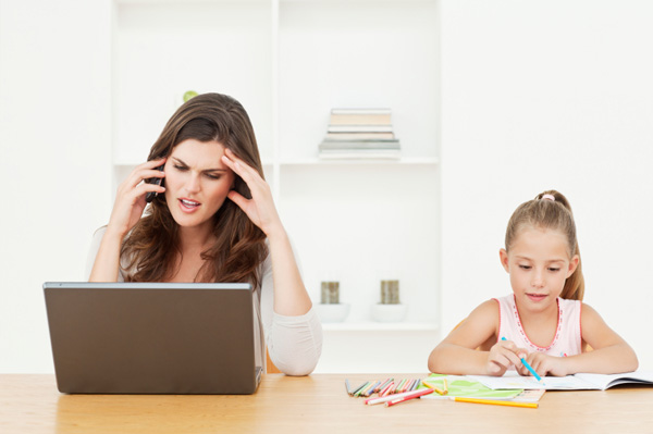 Confused mom on computer