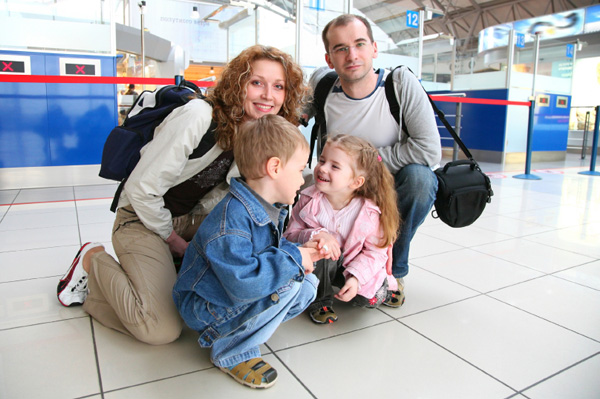 Family in airport