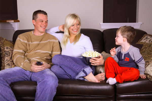 Family on couch