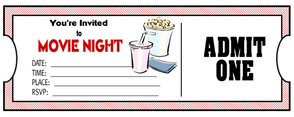 Search online for printable movie ticket templates such as these free 