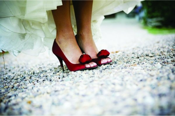 Red wedding shoes