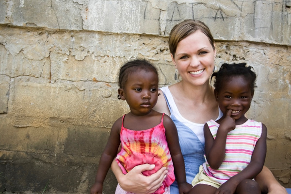 Woman on volunteer vacation